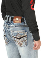 Men's Boot Cut Western Jeans – Stretch Denim Cowboy Pants - Black 45532