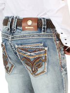Men's Boot Cut Western Jeans – Stretch Denim Cowboy Pants - Light Blue 45530