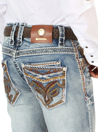 Men's Boot Cut Western Jeans – Stretch Denim Cowboy Pants - Light Blue 45530