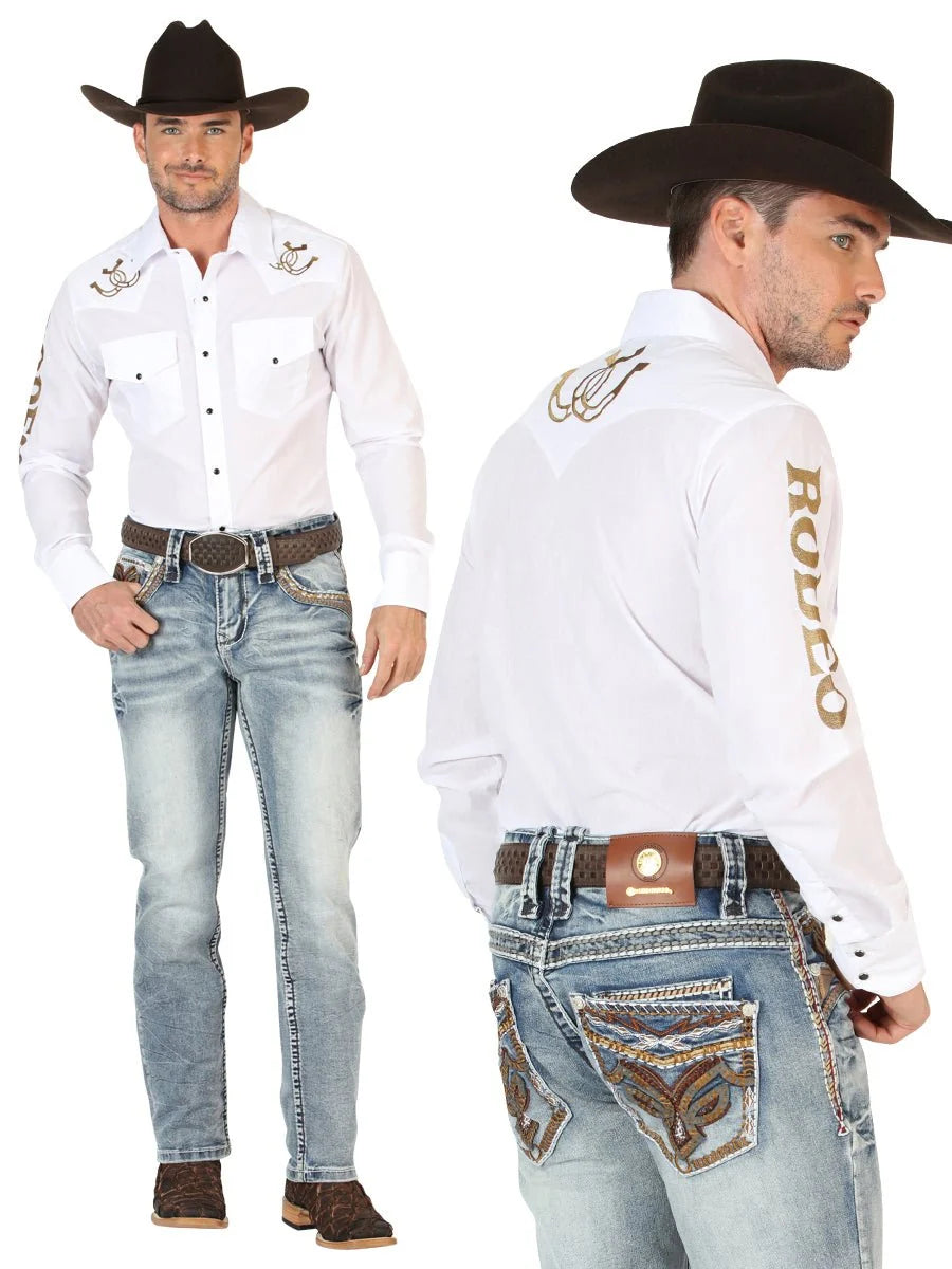 Men's Boot Cut Western Jeans – Stretch Denim Cowboy Pants - Light Blue 45530