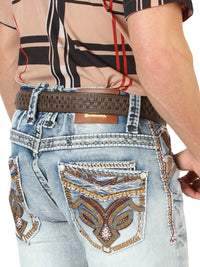 Men's Boot Cut Western Jeans – Stretch Denim Cowboy Pants -  Light Blue 45531