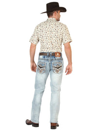 Men's Boot Cut Western Jeans – Stretch Denim Cowboy Pants - Blue 45533