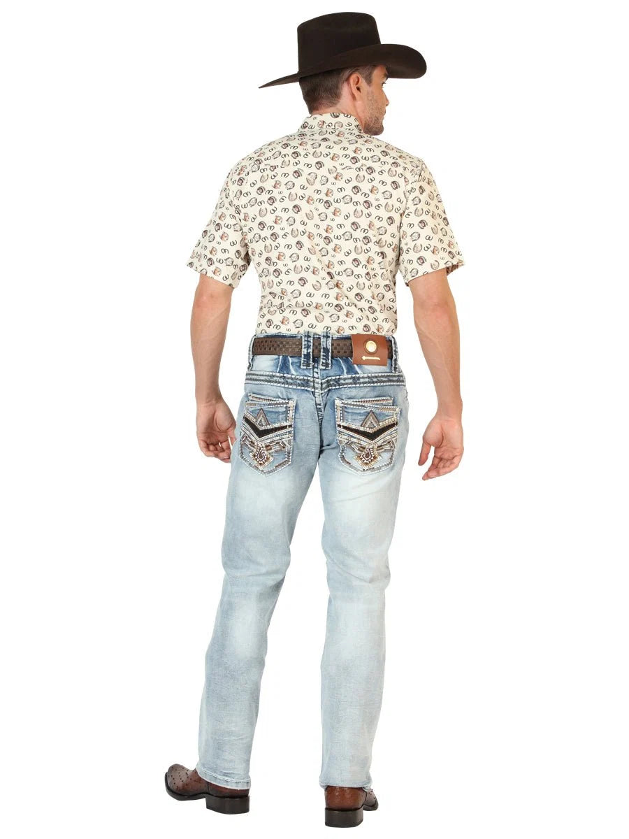 Men's Boot Cut Western Jeans – Stretch Denim Cowboy Pants - Blue 45533