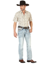 Men's Boot Cut Western Jeans – Stretch Denim Cowboy Pants - Blue 45533