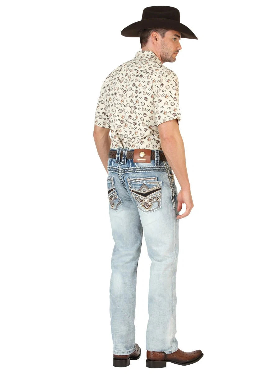 Men's Boot Cut Western Jeans – Stretch Denim Cowboy Pants - Blue 45533