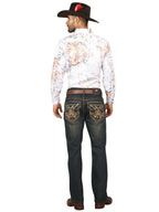 Men's Boot Cut Western Jeans – Stretch Denim Cowboy Pants - Brown 45316