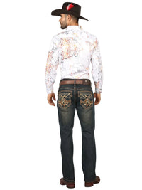 Men's Boot Cut Western Jeans – Stretch Denim Cowboy Pants - Brown 45316