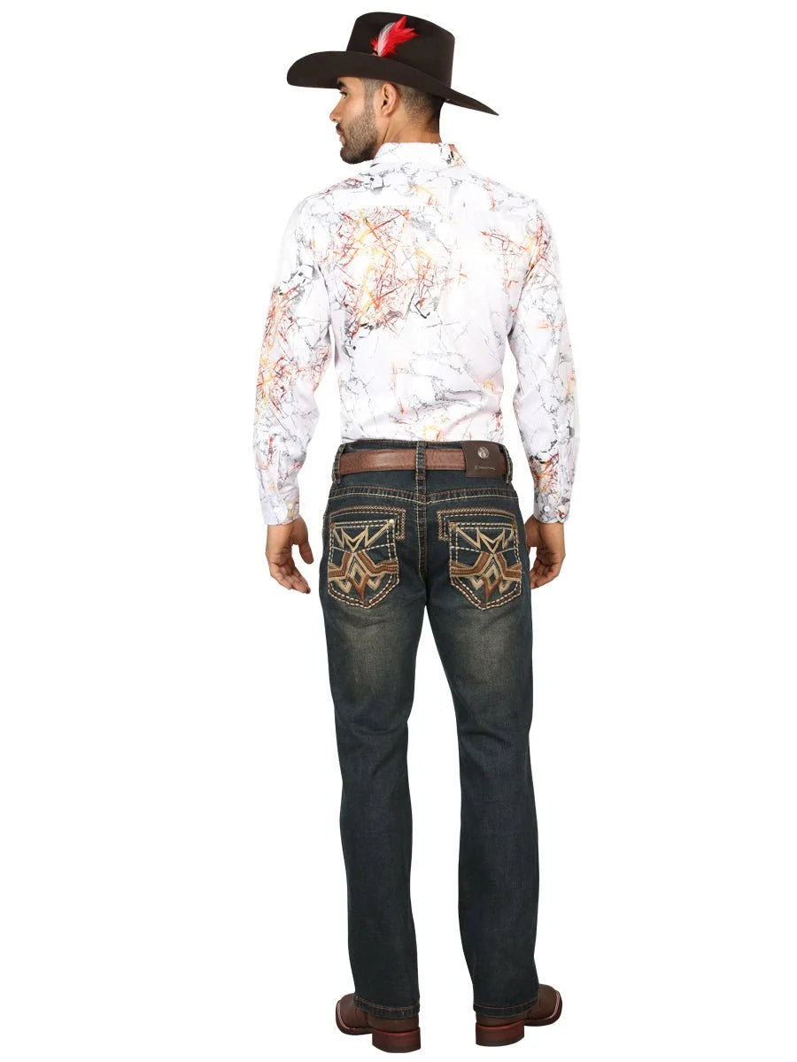 Men's Boot Cut Western Jeans – Stretch Denim Cowboy Pants - Brown 45316
