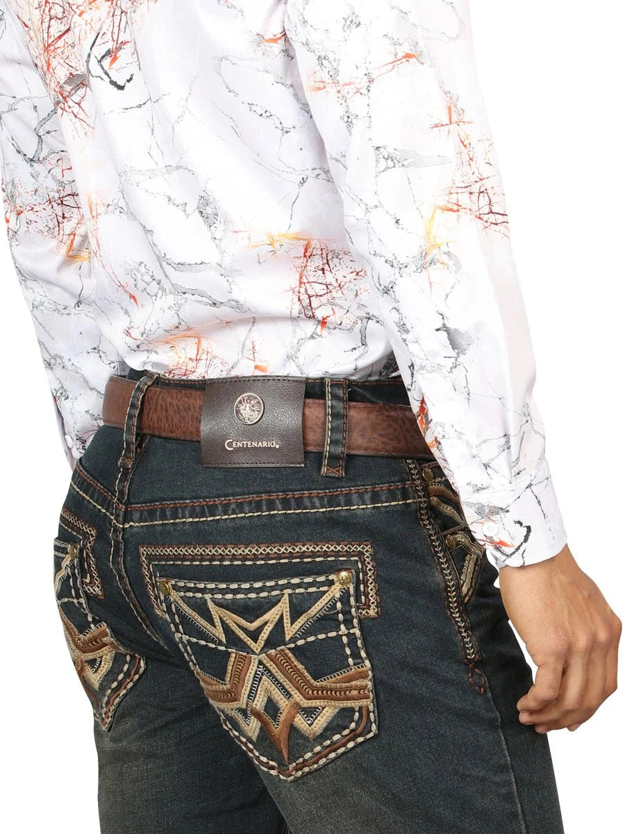 Men's Boot Cut Western Jeans – Stretch Denim Cowboy Pants - Brown 45316