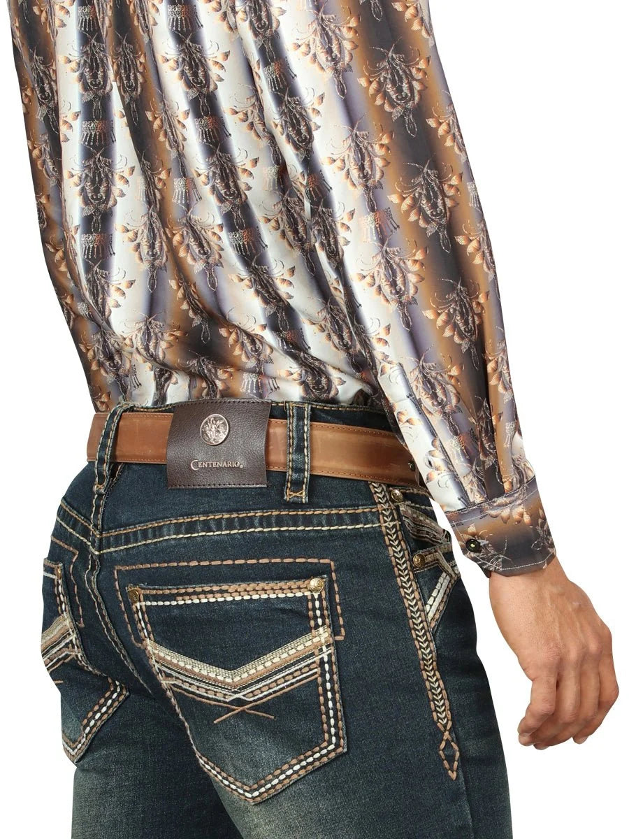 Men's Boot Cut Western Jeans – Tinted Denim Cowboy Pants -  Green 45315