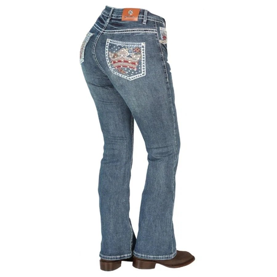 Centenario Women's Bootcut Denim Western Jeans 44962 - Dark-Blue - OriginalWestern.com
