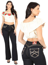 Centenario Women's Bootcut Denim Western Jeans 45544 - Medium Blue - OriginalWestern.com