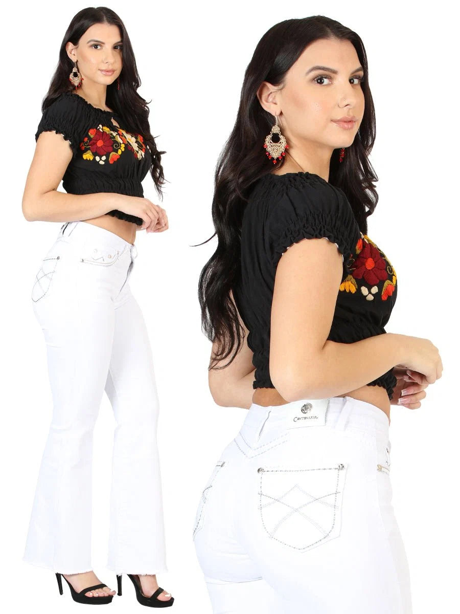 Centenario Women's Bootcut Denim Western Jeans 45545 - White
