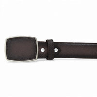 Genuine Premium Leather Western Belt with Metal Removable Buckle - Brown