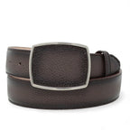Genuine Premium Leather Western Belt with Metal Removable Buckle - Brown