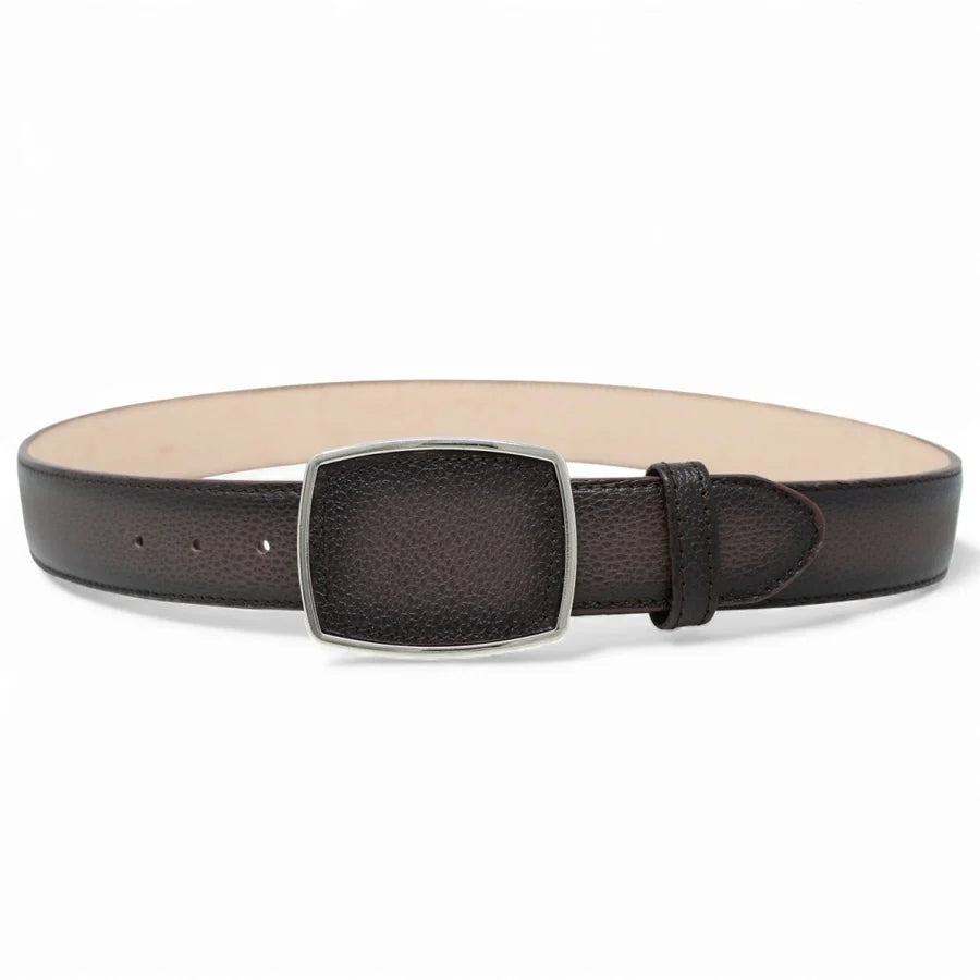 Genuine Premium Leather Western Belt with Metal Removable Buckle - Brown