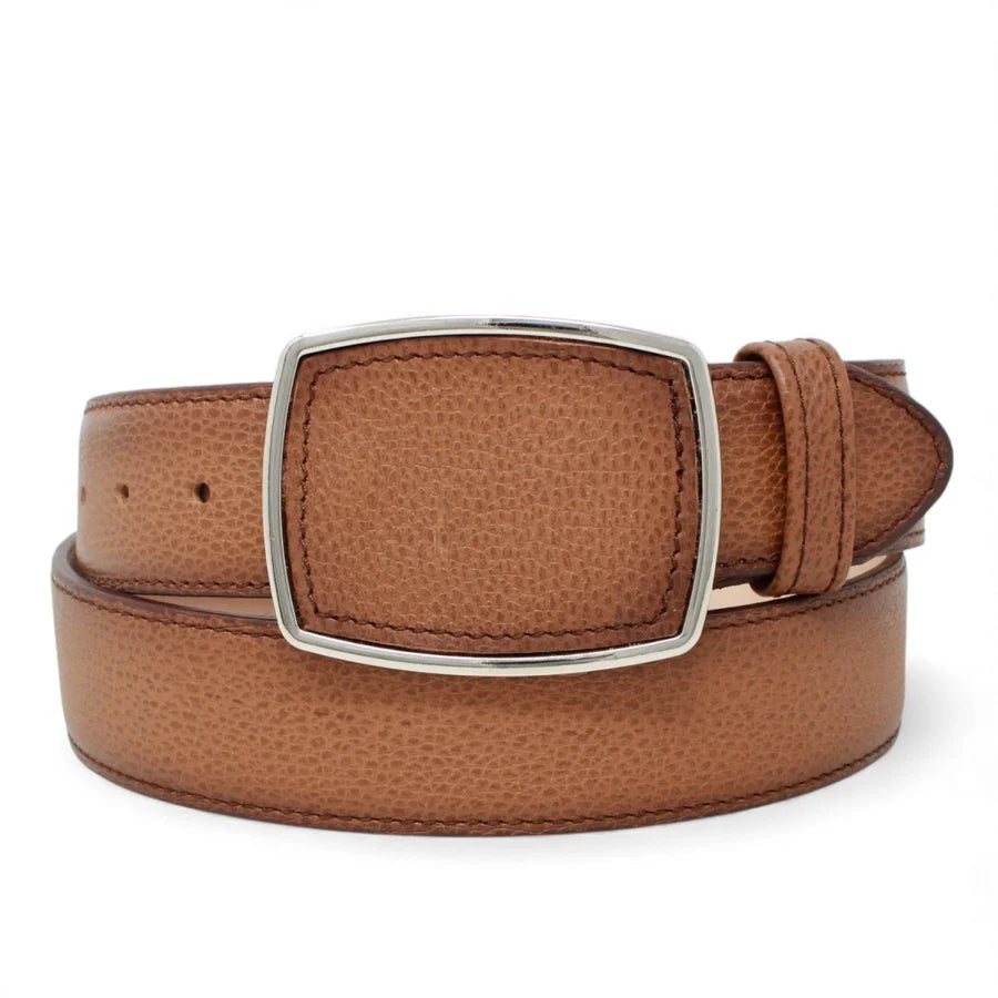 Genuine Premium Leather Western Belt with Metal Removable Buckle - Honey