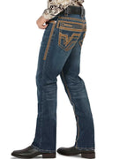 Men's Boot Cut Western Jeans – Stretch Denim Cowboy Pants -  Blue 26501