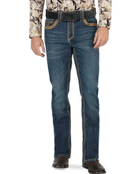 Men's Boot Cut Western Jeans – Stretch Denim Cowboy Pants -  Blue 26501