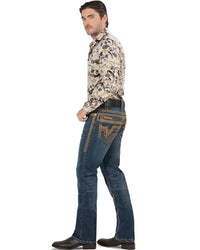 Men's Boot Cut Western Jeans – Stretch Denim Cowboy Pants -  Blue 26501