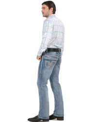 Men's Boot Cut Western Jeans – Stretch Denim Cowboy Pants - Lt Blue 26501