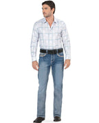 Men's Boot Cut Western Jeans – Stretch Denim Cowboy Pants - Lt Blue 26501