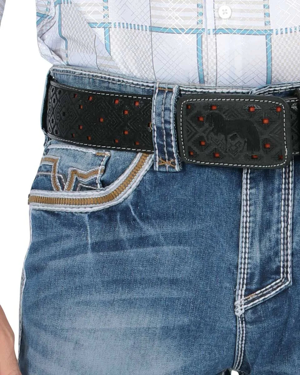 Men's Boot Cut Western Jeans – Stretch Denim Cowboy Pants - Lt Blue 26501