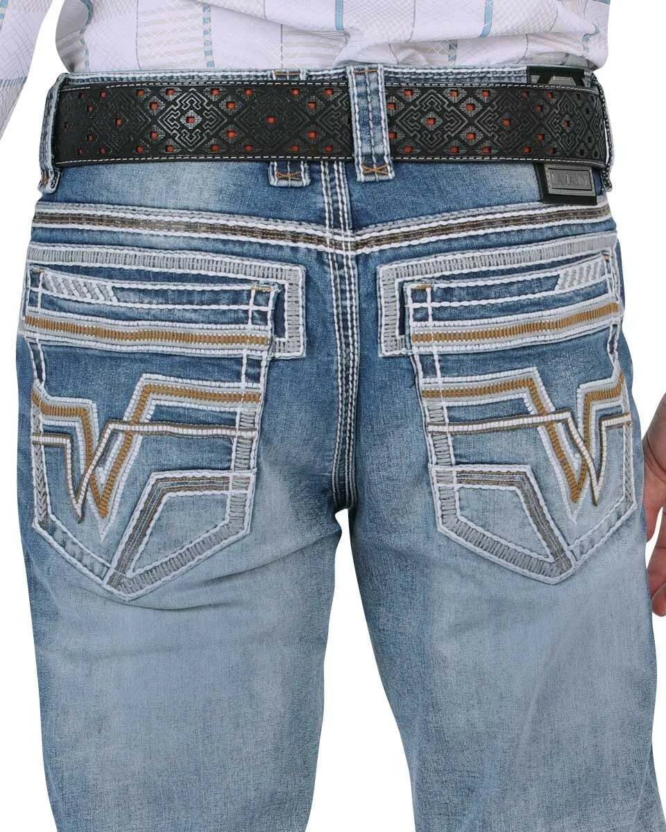 Men's Boot Cut Western Jeans – Stretch Denim Cowboy Pants - Lt Blue 26501