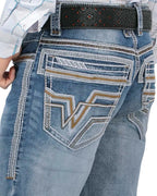Men's Boot Cut Western Jeans – Stretch Denim Cowboy Pants - Lt Blue 26501