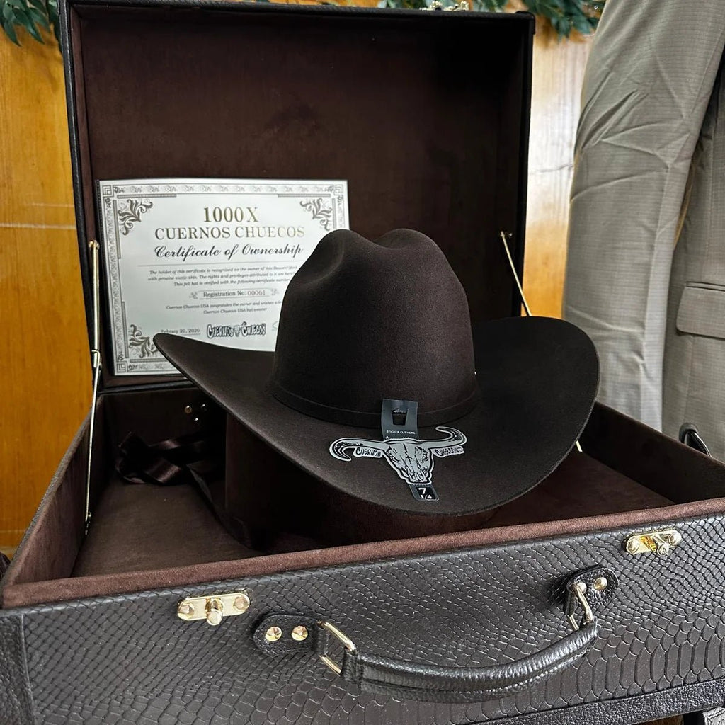Cuernos Chuecos 1000X King Ranch Mink & Beaver Fur Felt Western Cowboy Hat - Brown - OriginalWestern.com