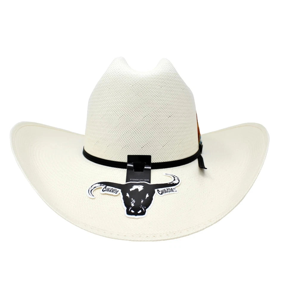 Cuernos Chuecos 100X George Style Western Cowboy Shantung Straw Hat - OriginalWestern.com