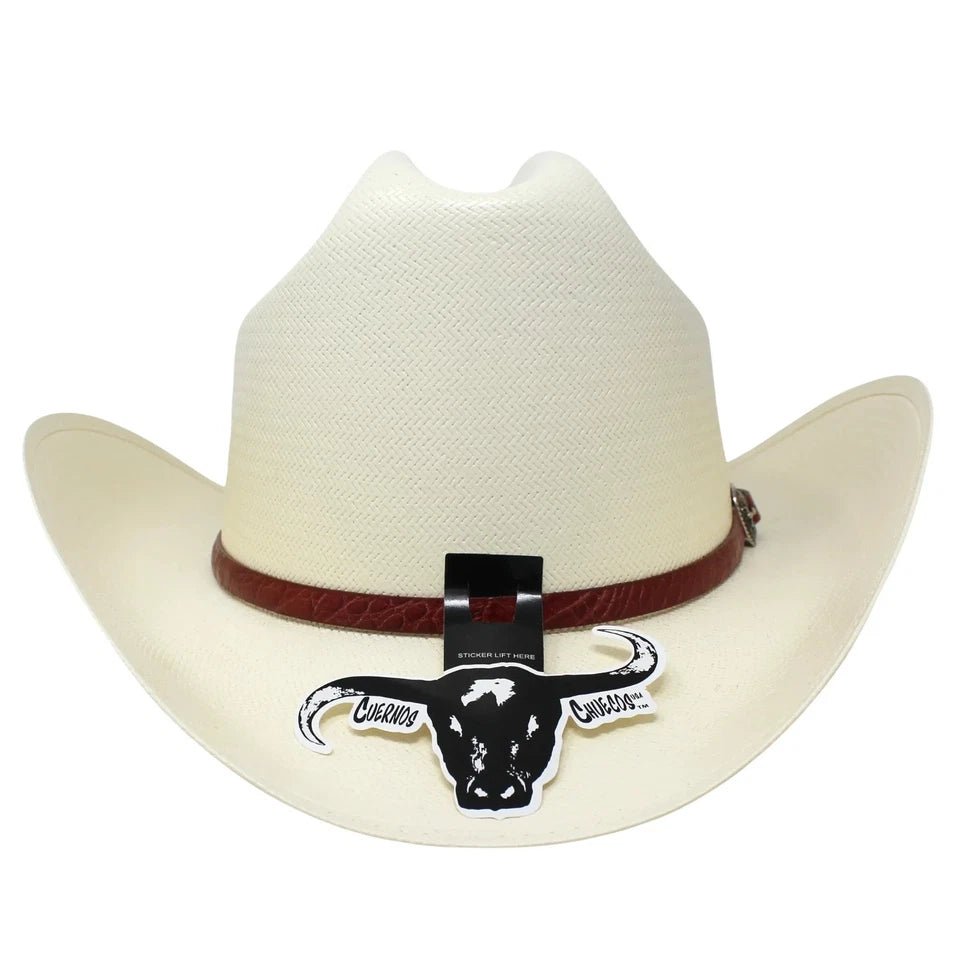 Cuernos Chuecos 100X Julion Milano Style Western Cowboy Shantung Straw Hat - OriginalWestern.com