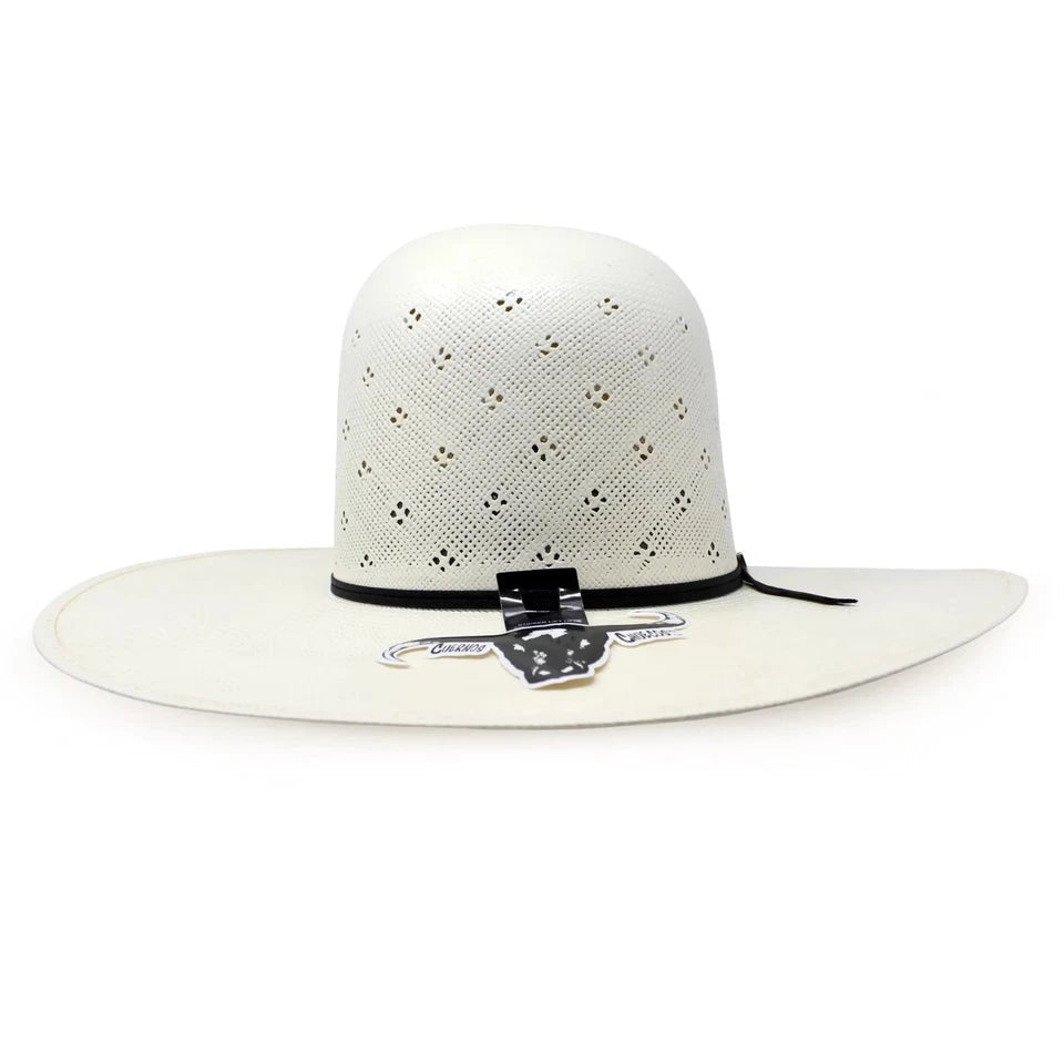 Cuernos Chuecos 100X Open Crown Flower Style Western Cowboy Shantung Straw Hat - OriginalWestern.com