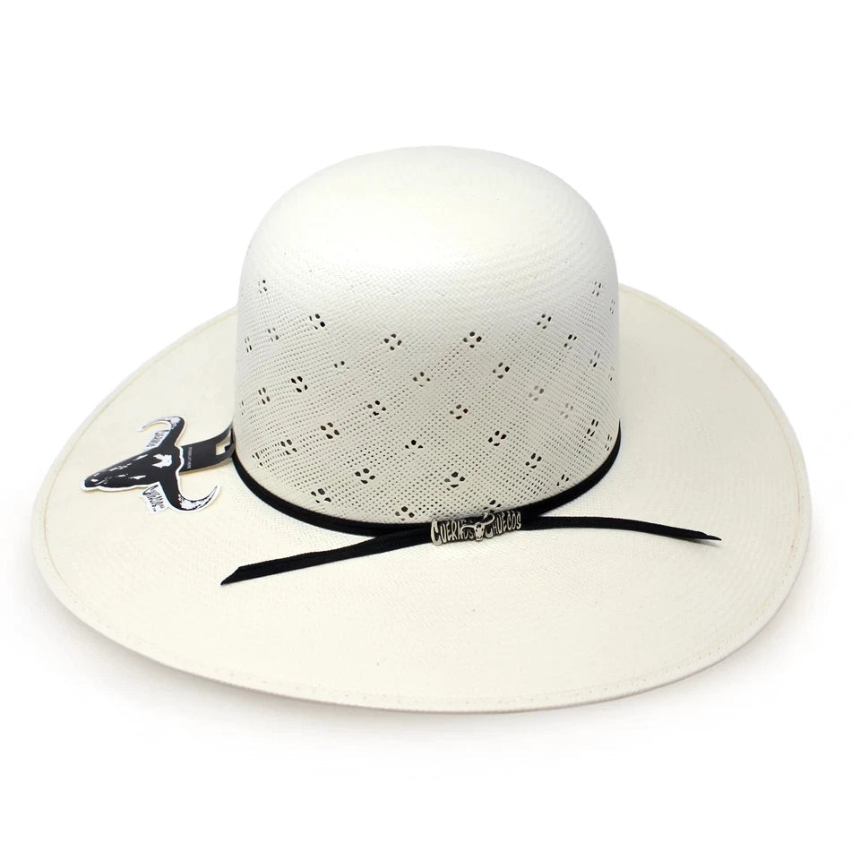 Cuernos Chuecos 100X Open Crown Flower Style Western Cowboy Shantung Straw Hat - OriginalWestern.com
