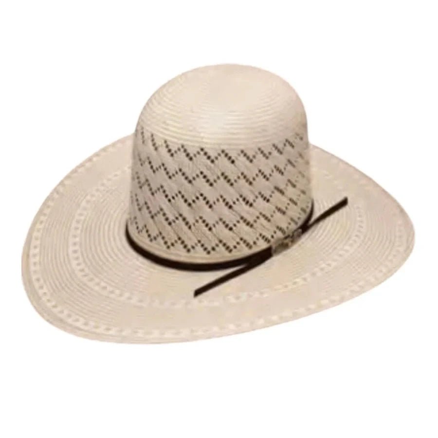 Cuernos Chuecos 100X Open Crown Mountain Peak Style Cowboy Shantung Straw Hat - OriginalWestern.com