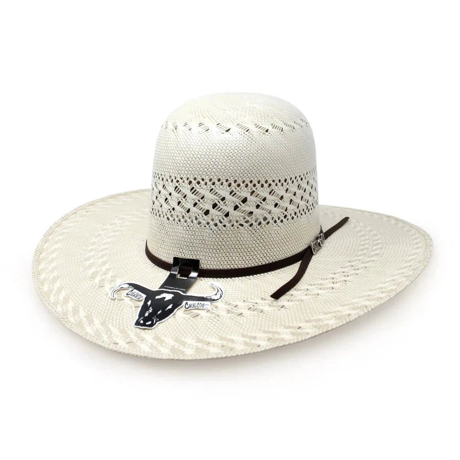 Cuernos Chuecos 100X Open Crown Randas Style Cowboy Shantung Straw Hat - OriginalWestern.com