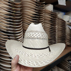 Cuernos Chuecos 100X Sonora 3-Randas Style Western Cowboy Shantung Straw Hat - OriginalWestern.com