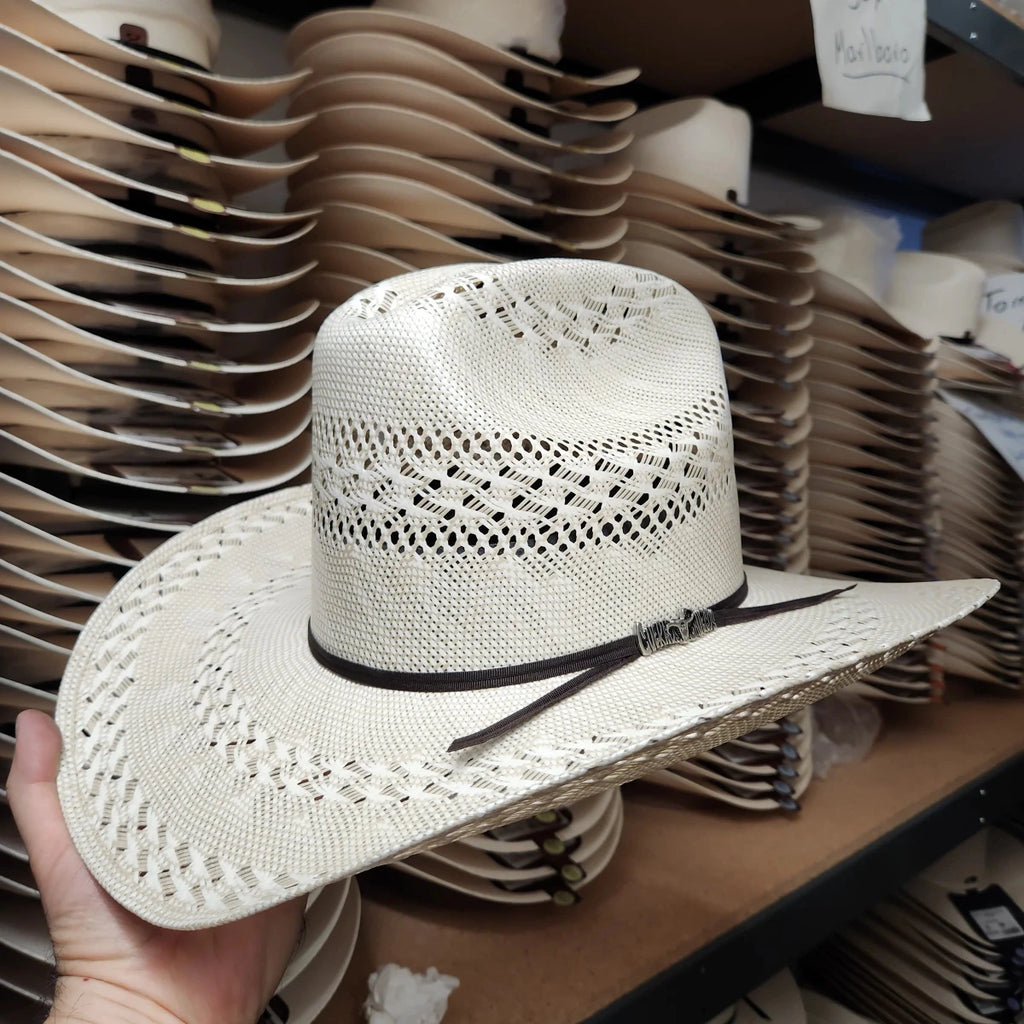Cuernos Chuecos 100X Sonora 3-Randas Style Western Cowboy Shantung Straw Hat - OriginalWestern.com