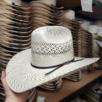 Cuernos Chuecos 100X Sonora 3-Randas Style Western Cowboy Shantung Straw Hat - OriginalWestern.com