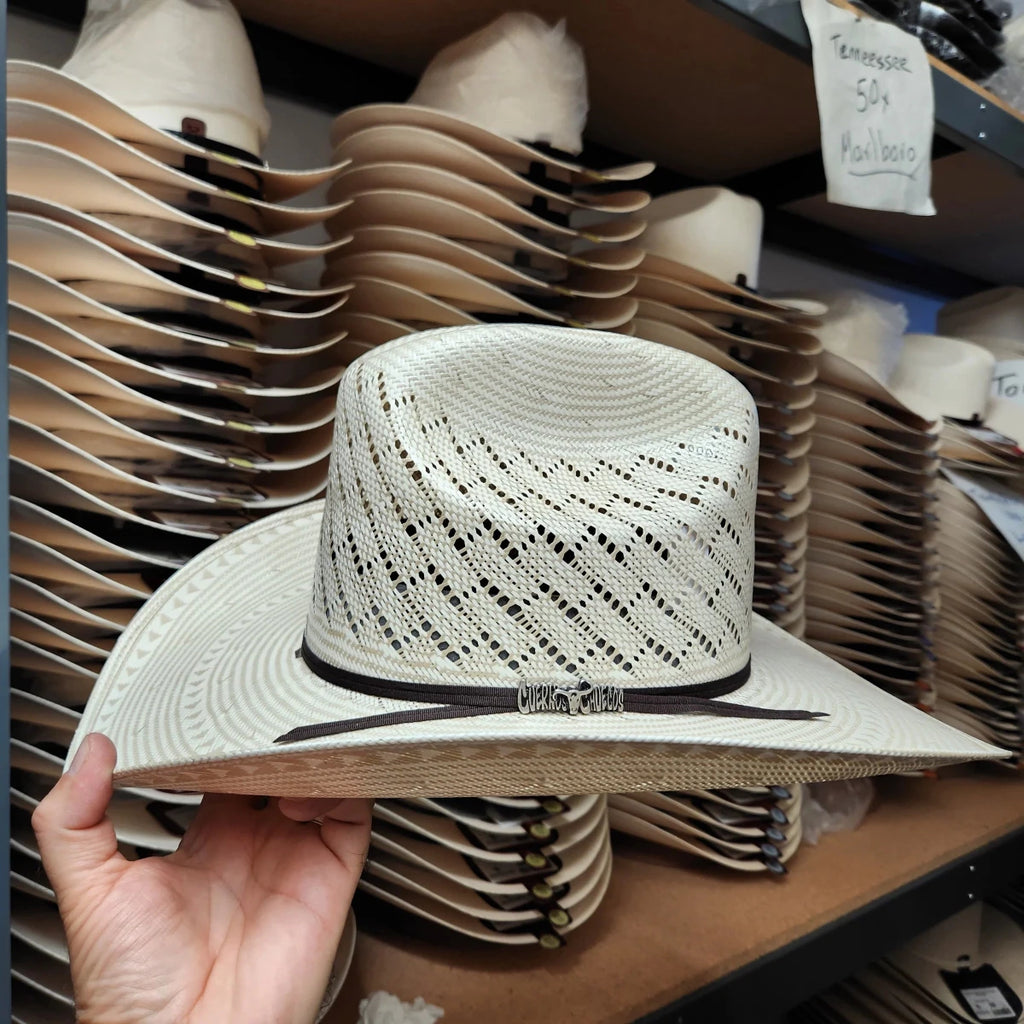 Cuernos Chuecos 100X Sonora Mountain Peak Style Western Cowboy Shantung Straw Hat - OriginalWestern.com