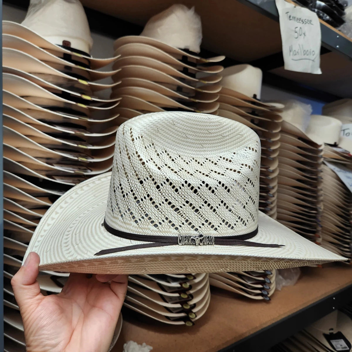 Cuernos Chuecos 100X Sonora Mountain Peak Style Western Cowboy Shantung Straw Hat - OriginalWestern.com