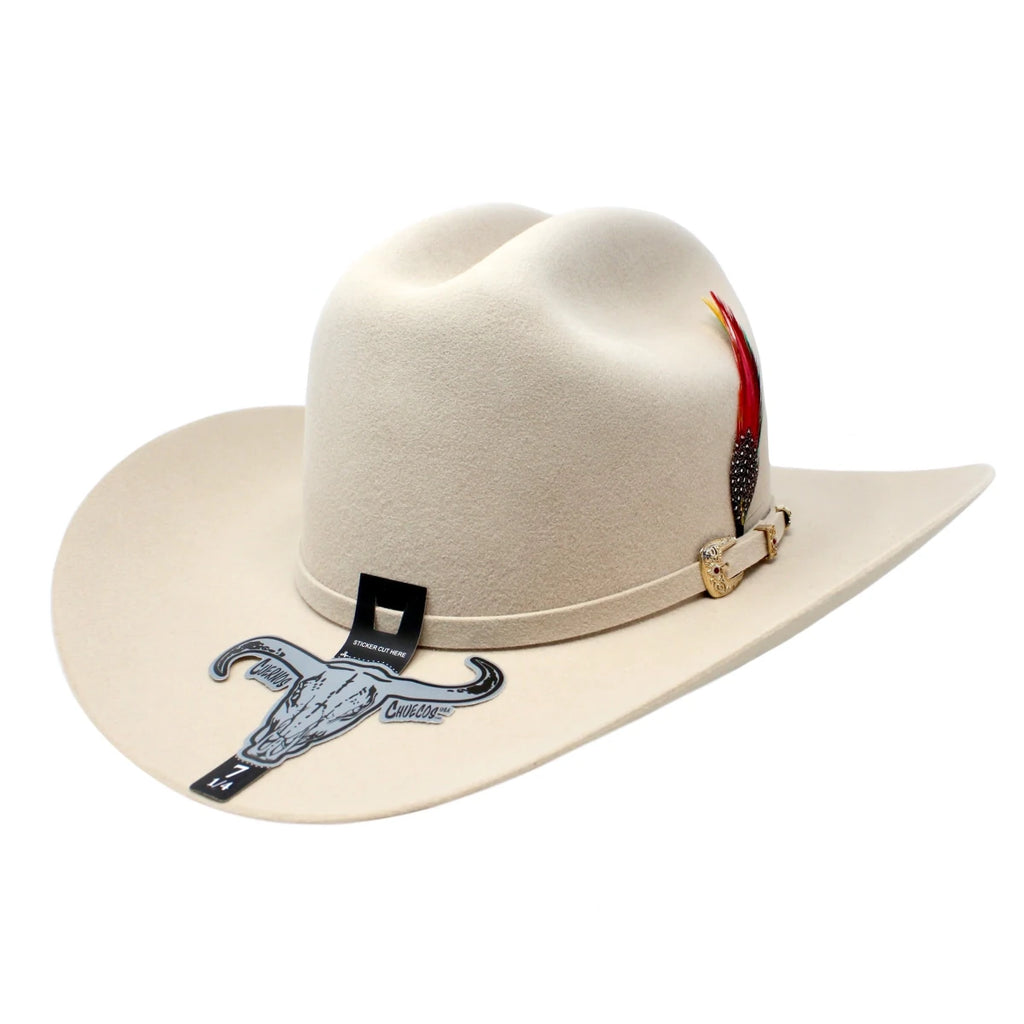 Cuernos Chuecos 10X Sinaloa Chaparral Style Beaver Fur Felt Western Cowboy Hat - Beige - OriginalWestern.com