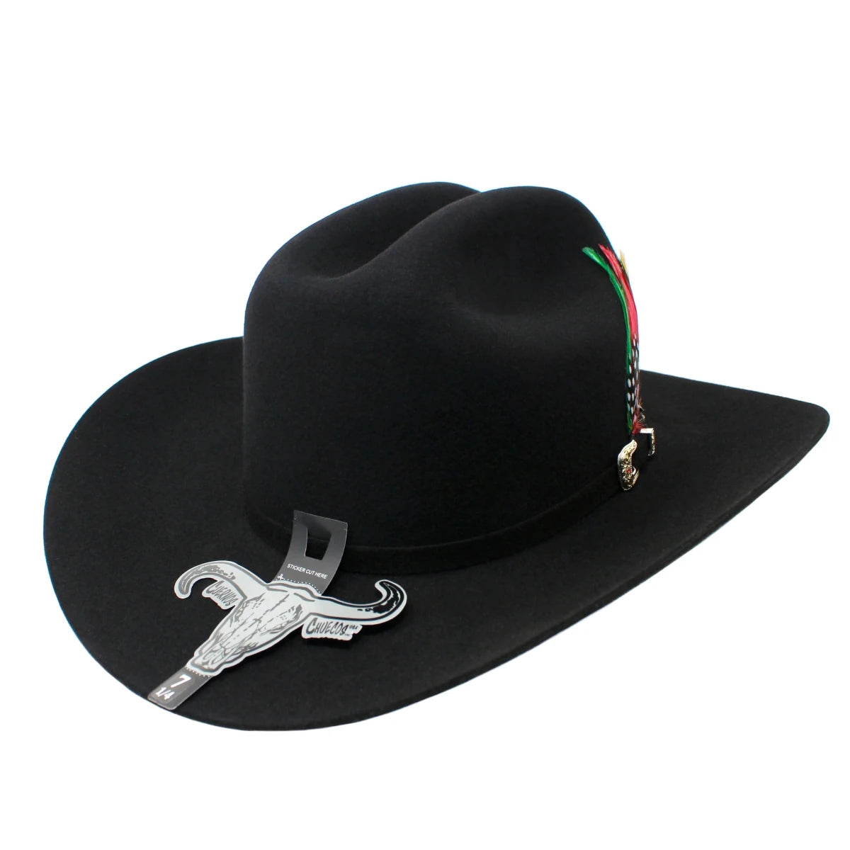 Cuernos Chuecos 10X Sinaloa Chaparral Style Beaver Fur Felt Western Cowboy Hat - Black - OriginalWestern.com