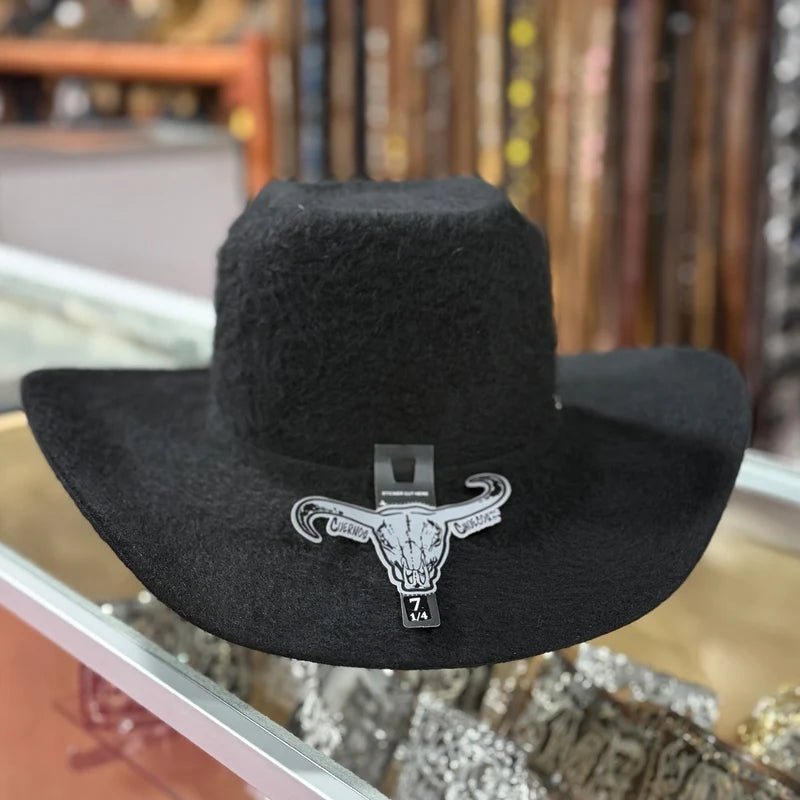 Cuernos Chuecos 10X Vakera Grizzly Style Brick Crown Fur Felt Cowboy Hat - Black - OriginalWestern.com