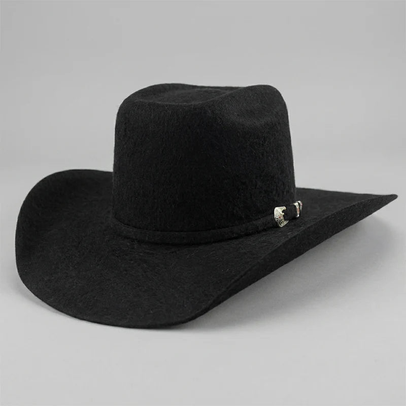 Cuernos Chuecos 10X Vakera Grizzly Style Brick Crown Fur Felt Cowboy Hat - Black - OriginalWestern.com
