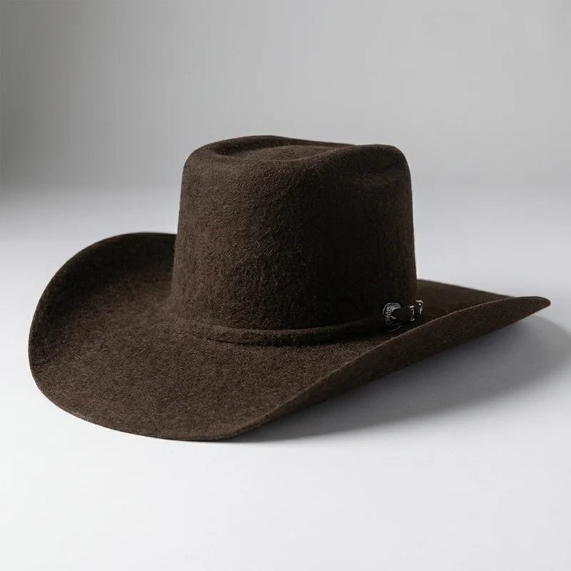 Cuernos Chuecos 10X Vakera Grizzly Style Brick Crown Fur Felt Cowboy Hat - Chocolate - OriginalWestern.com