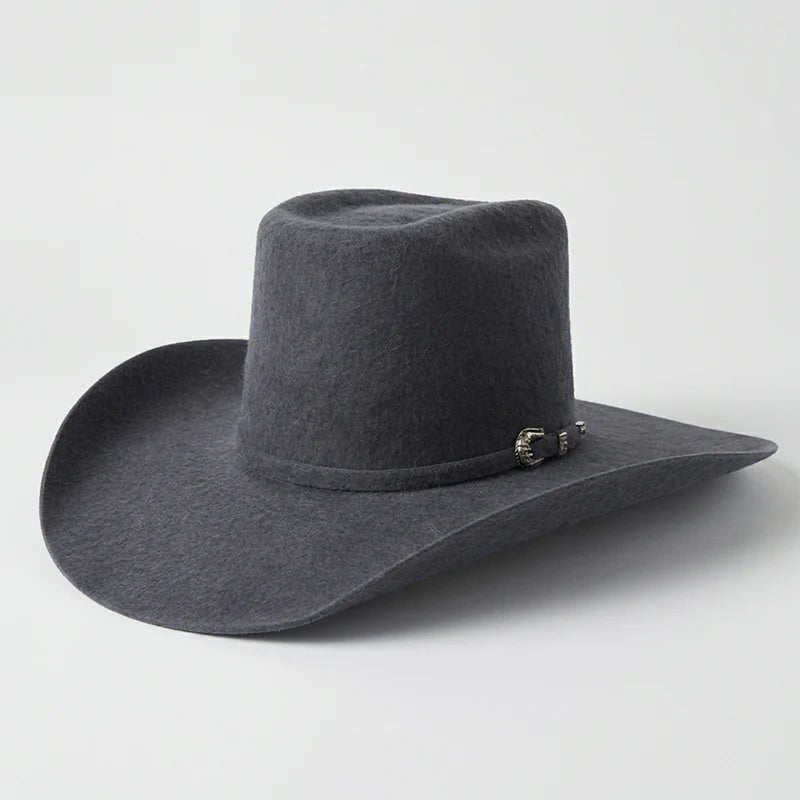 Cuernos Chuecos 10X Vakera Grizzly Style Brick Crown Fur Felt Cowboy Hat - Gray - OriginalWestern.com