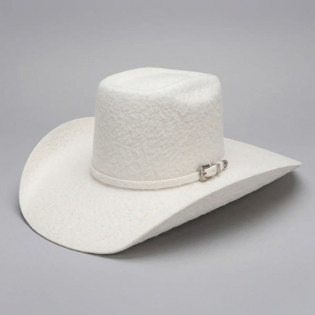 Cuernos Chuecos 10X Vakera Grizzly Style Brick Crown Fur Felt Cowboy Hat - Winter White - OriginalWestern.com