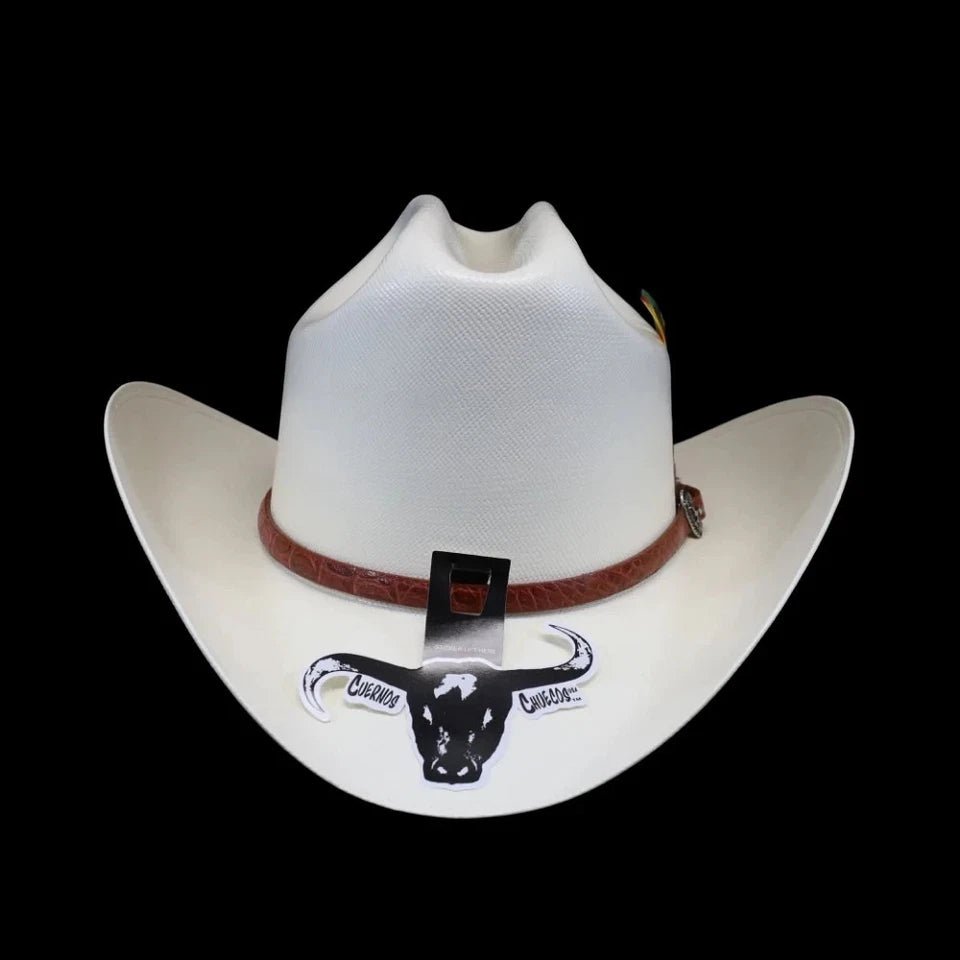Cuernos Chuecos 300X Durango Style (Milano) Western Cowboy Shantung Straw Hat - OriginalWestern.com