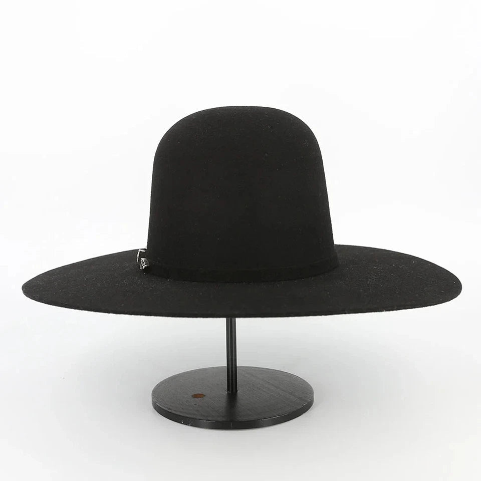 Cuernos Chuecos 6X Open Crown Fur Felt Western Cowboy Hat - Black - OriginalWestern.com